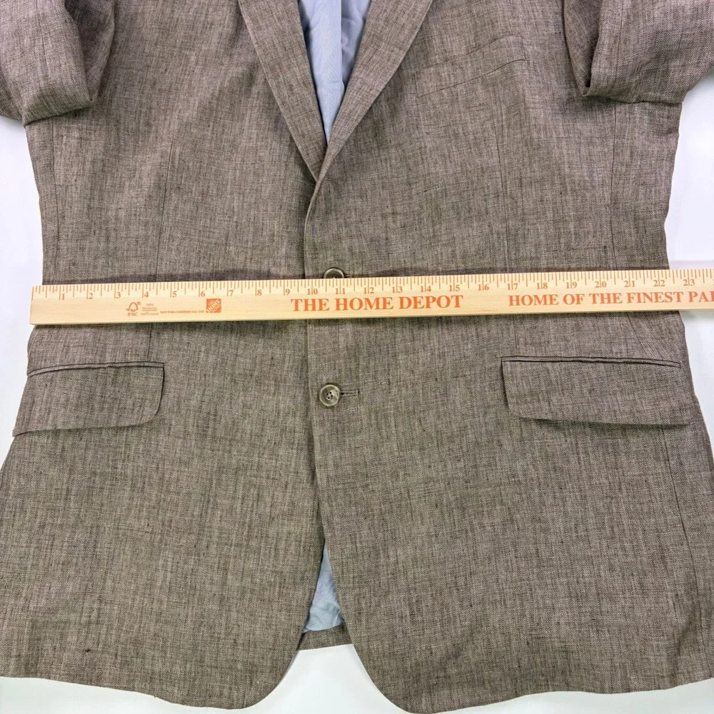 Jos a Bank 1905 Blazer Mens 46R Brown Linen Herringbone Tailored Fit Sport Coat